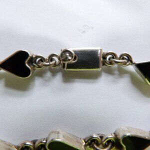 ONYX OR JET HEART BRACELET IN STERLING SILVER